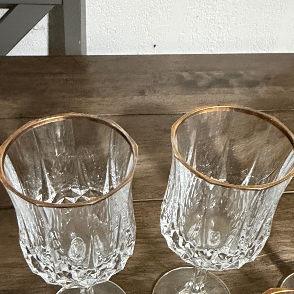 Vintage Cristal d’Arques France 24% Lead Crystal Glasses with Gold Rim – Set of - Picture 9 of 11